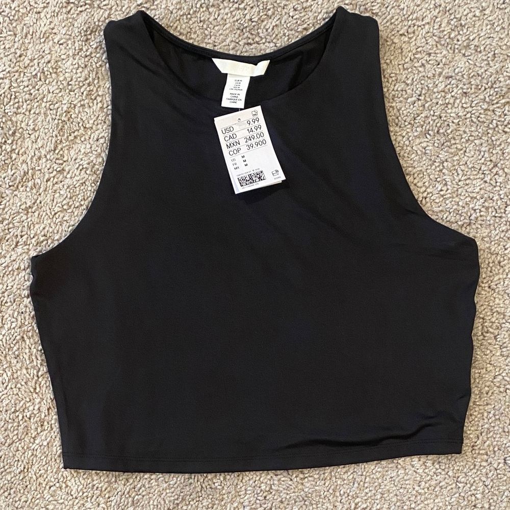 H&M Black Sleeveless Crop Top